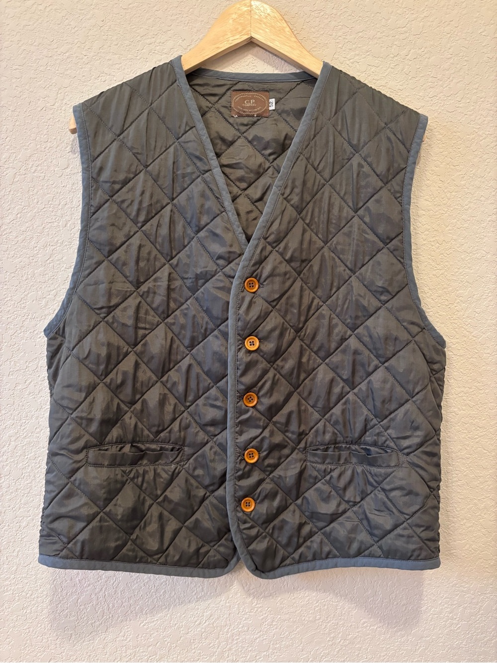 Made in Italy C.P. Company Quilted Men's Vest in Olive Grey Tone 52